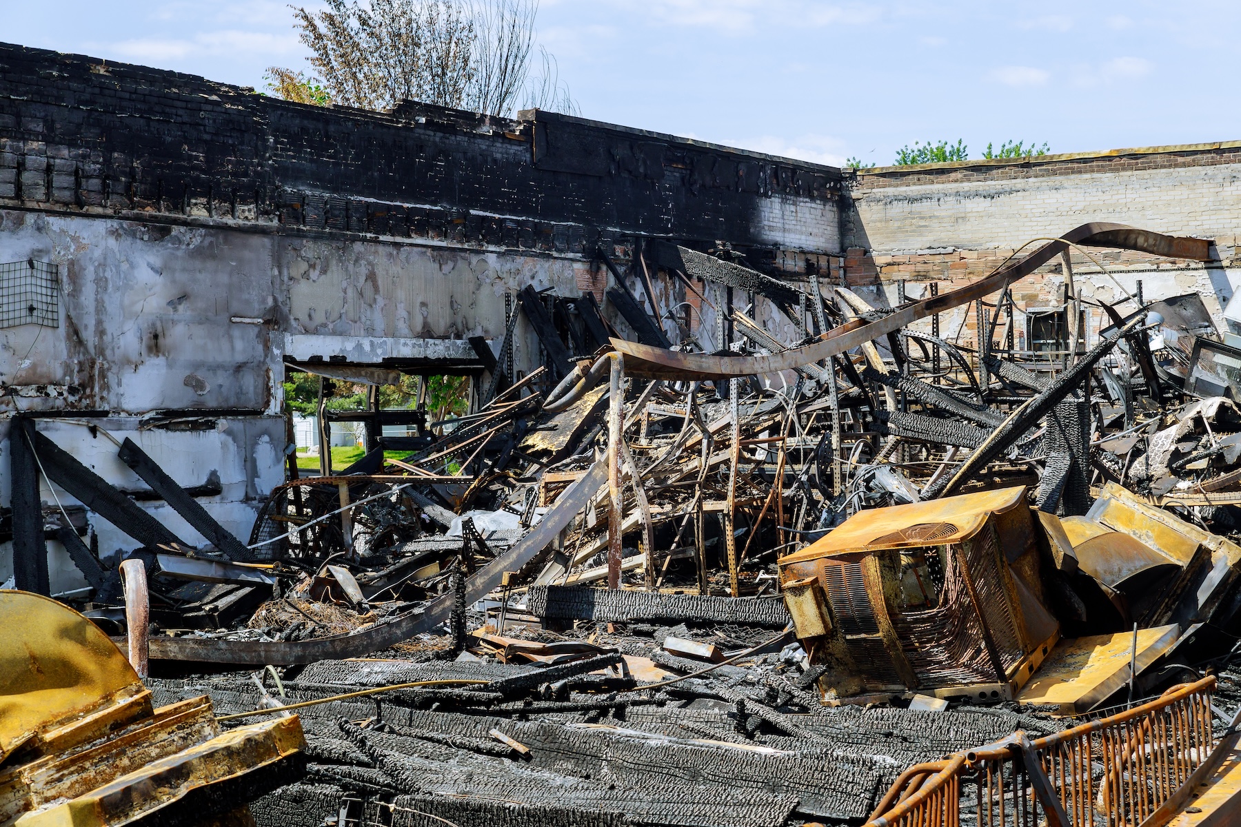 Commercial fire damage to interior walls and ceiling in Indianapolis